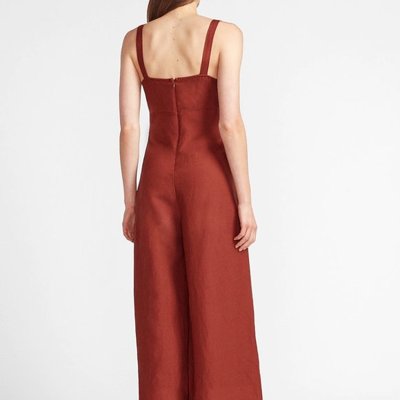 Express | NWT Linen-Blend Tie Front Culotte Jumpsuit - Picture 15 of 17